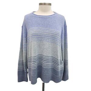Ella Moss Sweater Womens Size XL Blue Stripe Crew Neck Knit Pullover Comfy NWT